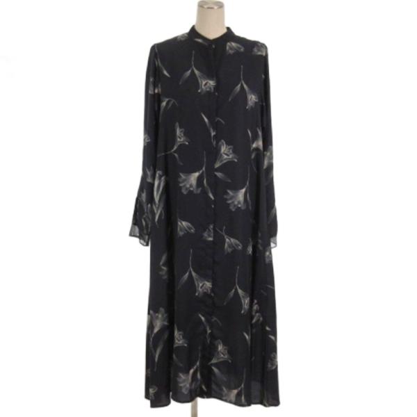 リリーブラウン Lily Brown フロッキー オーガンジー 花柄 レイヤードシャツ ワンピース ...