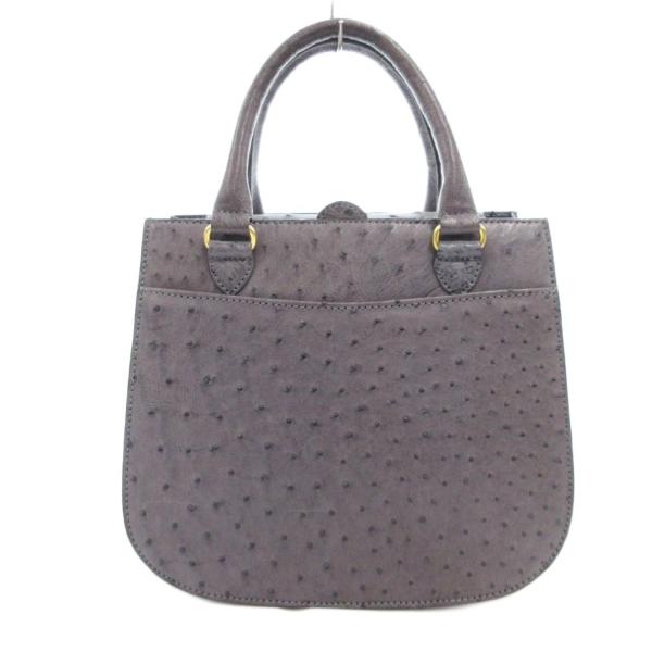 SANDRA ハンドバッグ オーストリッチレザー 本革 グレー /IU レディース
