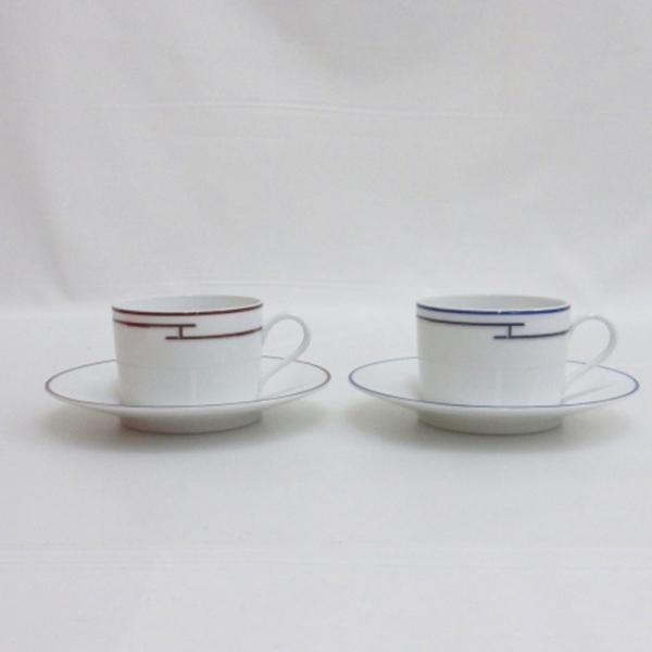 エルメス HERMES リズム デミタス ペアカップ ソーサー 2客 Hロゴ ホワイト その他