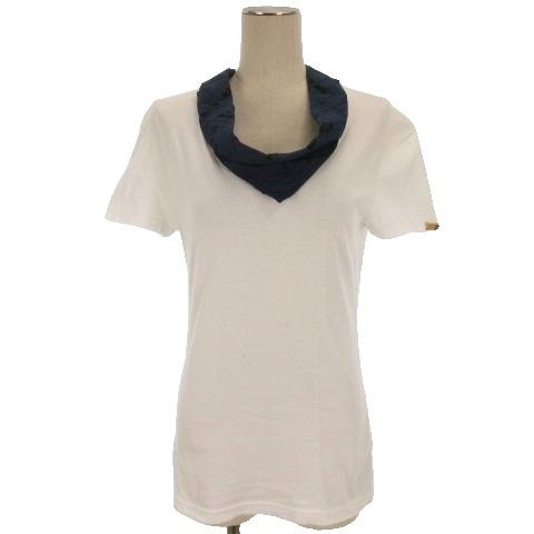 ジョンガリアーノ JOHN GALLIANO スカーフ カットソー Tシャツ 半袖 ホワイト S 2...