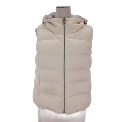 アナイ ANAYI リバーシブル ウール ダウンベスト ジップアップ フード 36 アイボリー レデ...