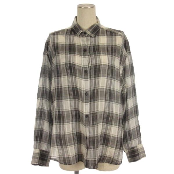 ウィムガゼット Whim Gazette シアーシャツ チェック 長袖 ブラック F レディース