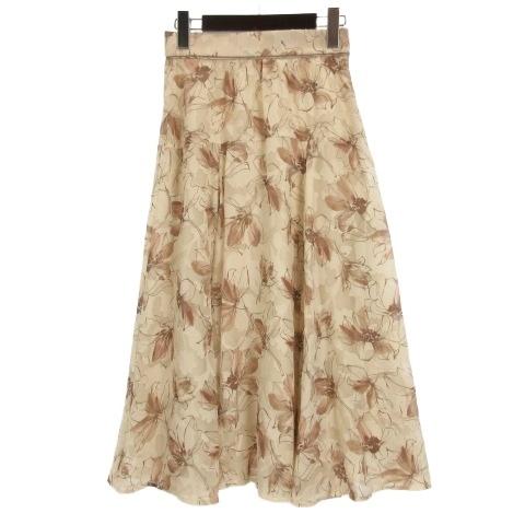 アプワイザーリッシェ Apuweiser-riche シアープリント 花柄 スカート 1 ベージュ ...