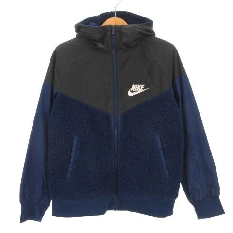 ナイキ NIKE ボア 切替 フーディ ジャケット ジュニア ネイビー ブラック 251218E キ...