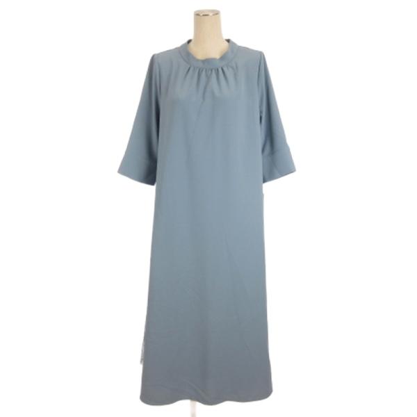 未使用品 プールヴー POUR VOUS レース切替 ワンピース ロング 長袖 ブルー L ■FF ...