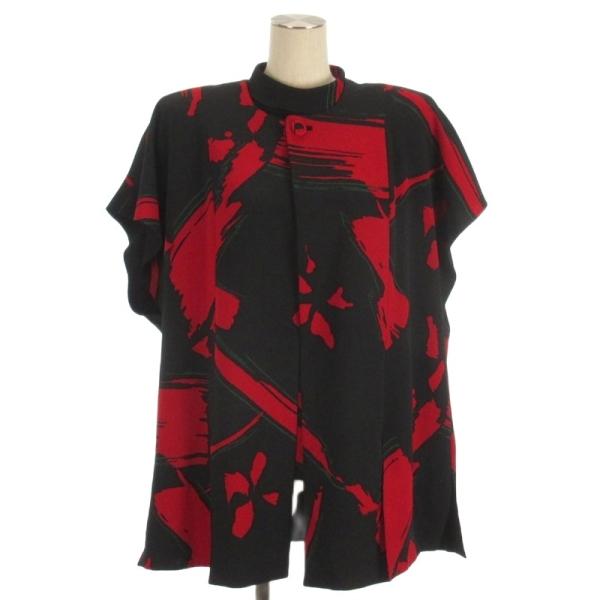 四季 ちりめん アンサンブル カットソー ジャケット ブラック レッド ■FF レディース