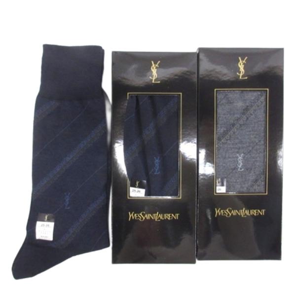未使用品 イヴサンローラン YVES SAINT LAURENT 靴下 ソックス 3足 セット ネイ...
