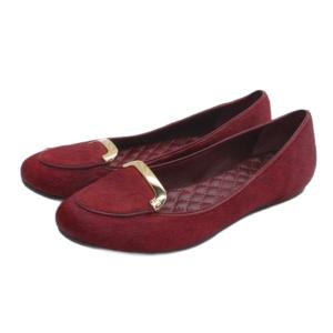 トリーバーチ TORY BURCH ハラコ フラットパンプス レッド 5M 22cm ■TC レディース