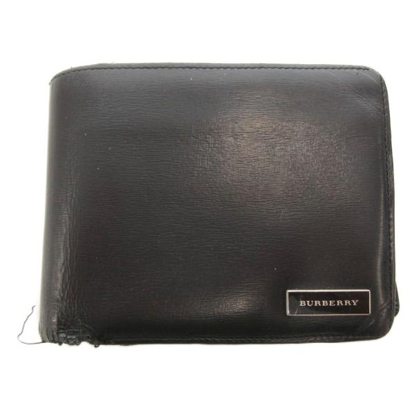 バーバリー BURBERRY 二つ折り財布 ウォレット レザー 黒 ブラック ノバチェック ロゴプレ...