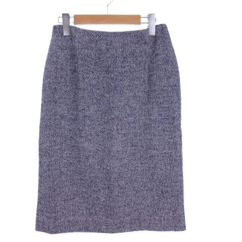 エポカ EPOCA ウール ヘリンボーン タイト スカート ひざ丈 42 パープル ■TC レディー...