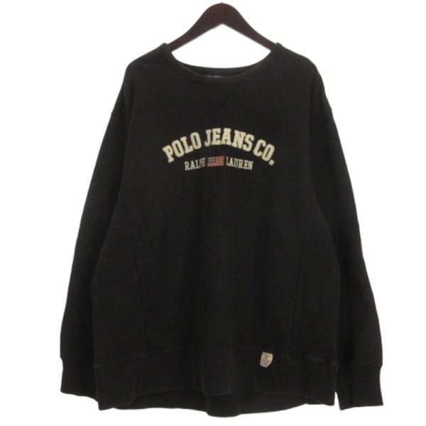 ポロジーンズ ラルフローレン POLO JEANS ロゴ トレーナー スウェット 裏起毛 ブラック ...