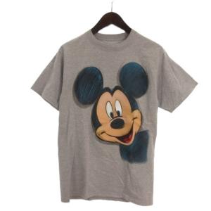 ヘインズ Hanes Disneyland ディズニーランド ミッキー プリント Tシャツ 半袖 S グレー ■GY12 メンズ レディース