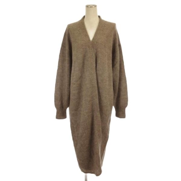 未使用品 イレーヴ YLEVE タグ付き ニット ロング カーディガン ウール モヘヤ混 ブラウン系...