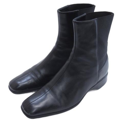 プラダ PRADA サイドゴア ショートブーツ ブラック 36.5 ■GY62 レディース