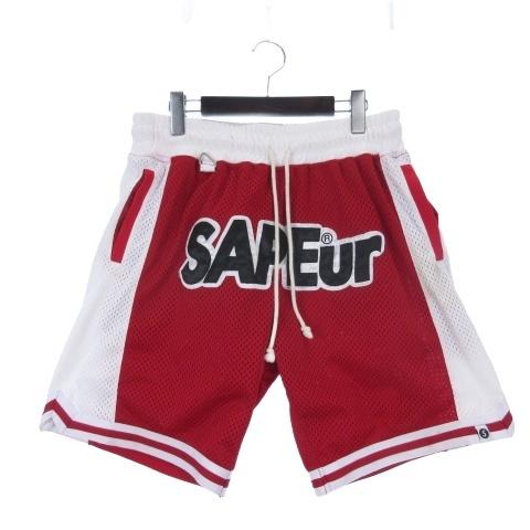 サプール SAPEur バスケット ショーツ ワッペン L レッド メンズ