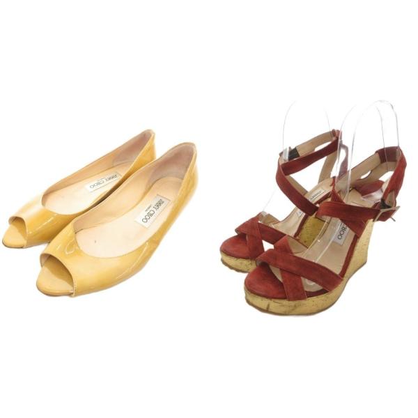 ジミーチュウ JIMMY CHOO イタリア製 2点セット フラットパンプス パテントレザー 36 ...