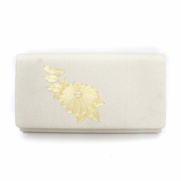 和装用 クラッチバッグ 菊 グレーシルバー×イエローゴールド レディース