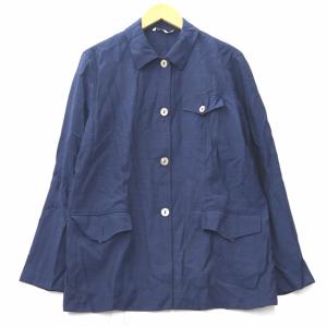 マレーラ MARELLA レギュラーカラー 長袖 ウール混 ワーク シャツ ジャケット 44(S) ブルー