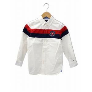 トミーヒルフィガー TOMMY HILFIGER ロゴワッペン 長袖 コットン ボタンダウンシャツ S WHITE ホワイト キッズ｜vectorpremium