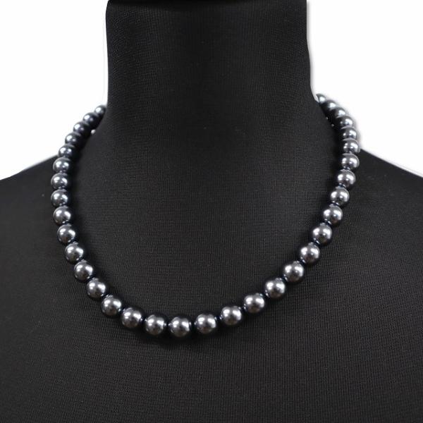 フェイクパール 黒真珠 ネックレス 1cm玉 レディース
