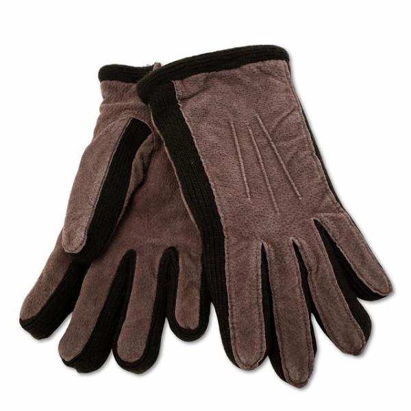 スエード × ニット 手袋 ベージュ メンズ レディース