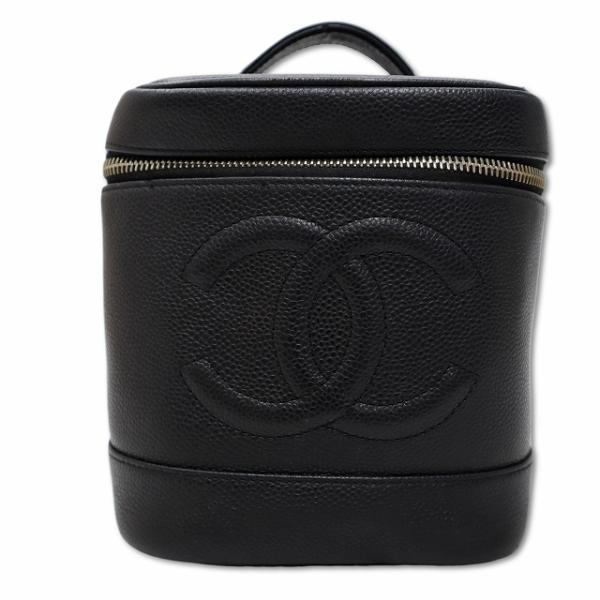シャネル CHANEL A01998 キャビアスキン ココマーク バニティバッグ BLACK(ブラッ...