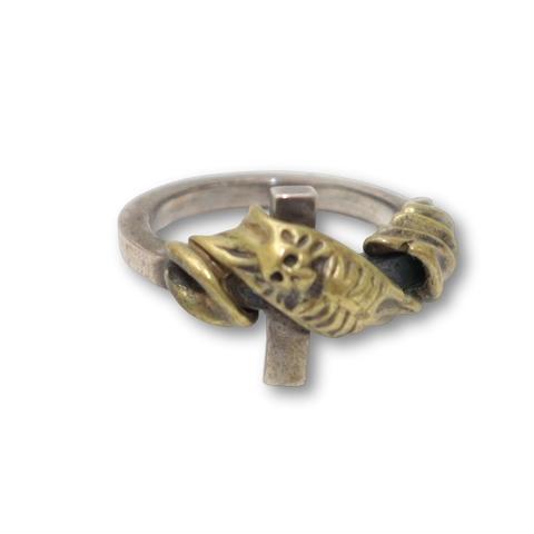 Bizarre ビザール 925 シルバー スカル リング 指輪 18号 SILVER/GOLD(シ...