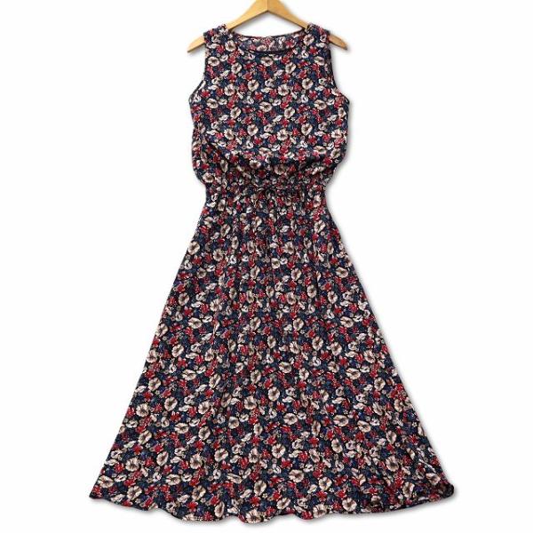 アズノウアズ as know as フラワープリント ノースリーブ ブラウジング ワンピース レディ...