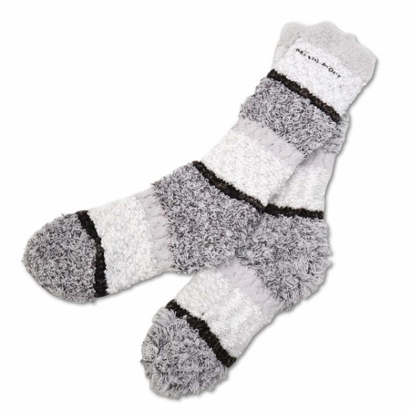 ジェラートピケ gelato pique もこもこ ボーダー ルームソックス グレー レディース