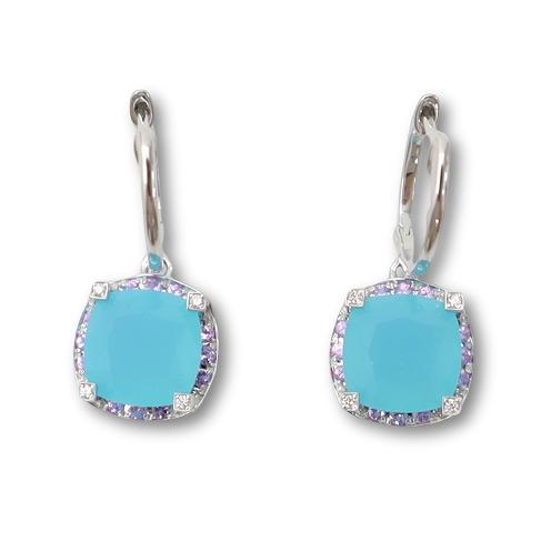 未使用品 MAUBOUSSIN モーブッサン K18 750 シーブルーカルセドニー ダイヤモンド ...