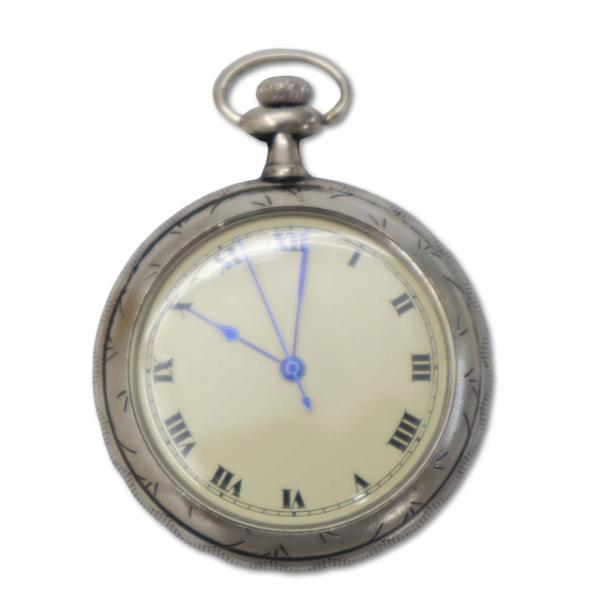 『甦る 古の時計 郷愁の懐中時計コレクション』 草花模様 三針 クォーツ 懐中時計 シルバー メンズ...