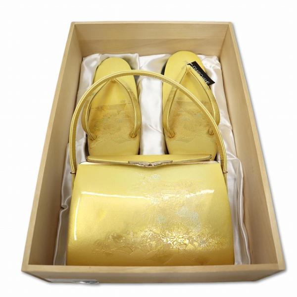 未使用品 創作 御誂 草履23cm 和装バッグ 本皮装履 牛革 2点セット 桐箱入り  レディース