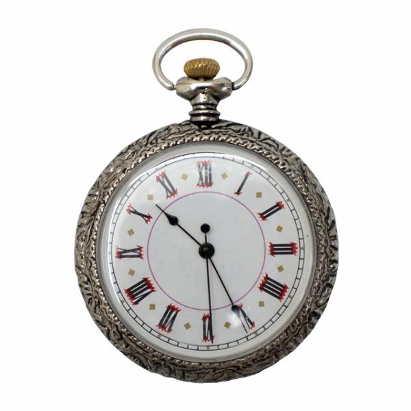 『甦る 古の時計 郷愁の懐中時計コレクション』 草花装飾 白文字盤 三針 クォーツ 懐中時計 シルバ...