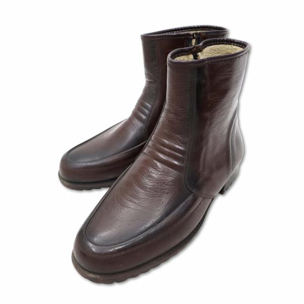 内側ボア サイドジップ スノー レインブーツ ダークブラウン 25 EEE メンズ