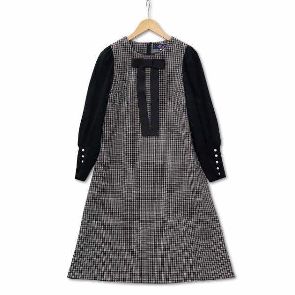 エムズグレイシー M'S GRACY 千鳥 クラシカル コンビ ワンピース ブラック 38 (M) ...