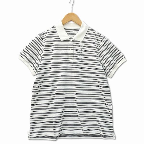 未使用品 ユニクロ UNIQLO ストレッチカノコ ボーダー ポロシャツ 半袖 ホワイト XL レデ...