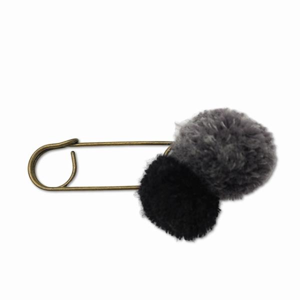 ポンポン付き クリップ ストール留め ピン ブローチ レディース