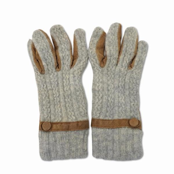 ニット × スエード グローブ 手袋 レディース