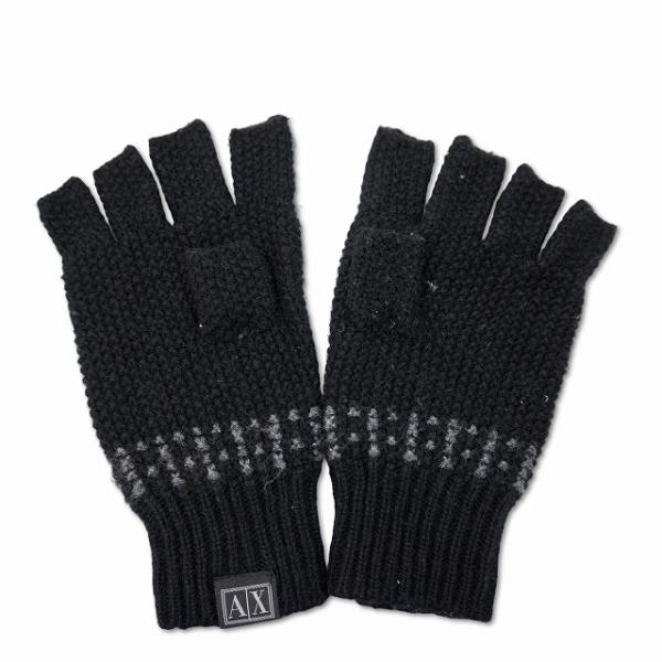 アルマーニエクスチェンジ A/X ARMANI EXCHANGE 指切り ニット 手袋 ブラック
