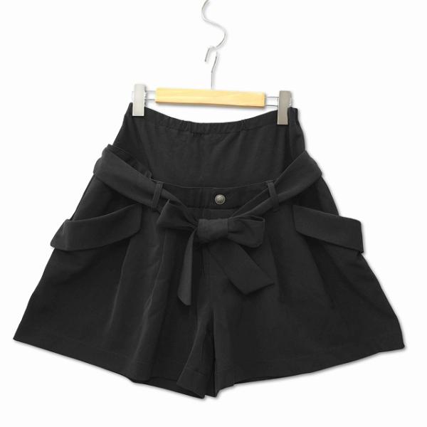 スウィートマミー Sweet Mommy マタニティ リボンベルト ジャージー生地 フレア キュロッ...