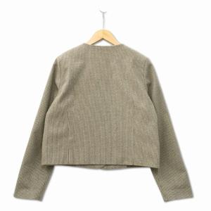 千鳥柄 Vネック ノーカラー ジャケット グレ...の詳細画像1