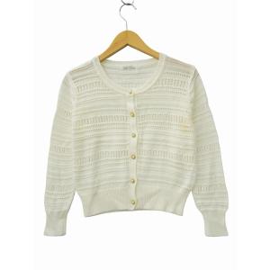 ナイスクラップ NICE CLAUP クルーネック 透かし編 ニット カーディガン F IVORY(アイボリー) 春秋 レディース