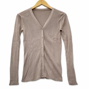 N. Vネック コットン リブニット カーディガン M ベージュ レディース