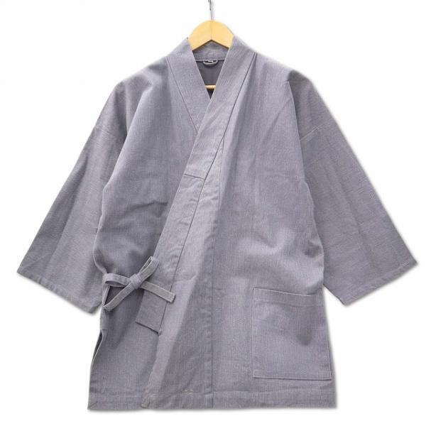 綿100％ 作務衣 上着のみ 和風 作業服 薄紫 M メンズ