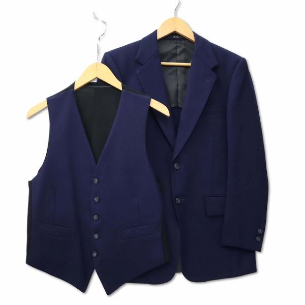 EIN ウール ジレ付き テーラードジャケット シングル 2B ネイビー YA5 (170cm やや...