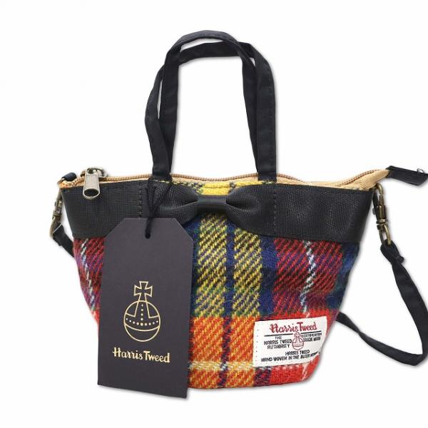 未使用品 ハリスツイード Harris Tweed チェック柄 2WAY ミニトートバッグ ショルダ...