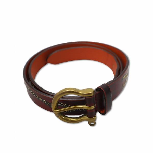 TIBERIO FERRETTI ティベリオフェレッティ スタッズ レザーベルト イタリー製 レッド...