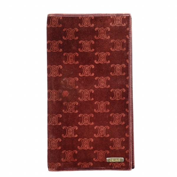 セリーヌ CELINE スエード マカダム柄 札入れ 財布 BORDEAUX ボルドー メンズ