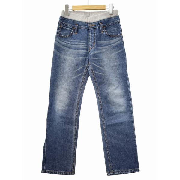 エドウィン EDWIN ウエストリブ ストレート デニムパンツ 150 INDIGO(インディゴ) ...