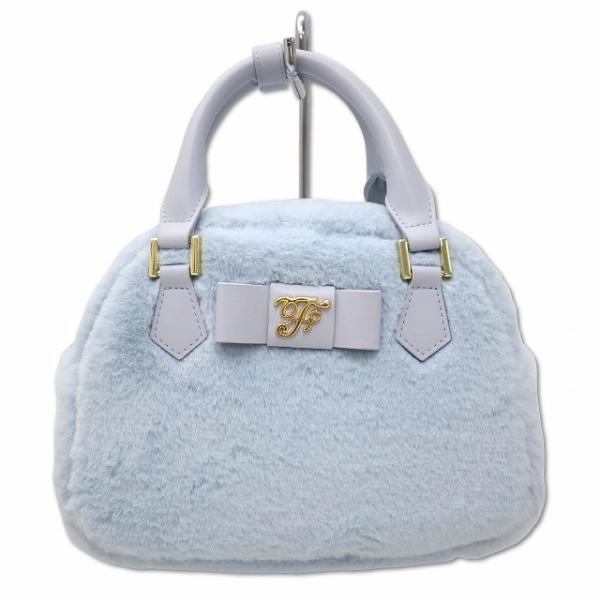 メゾンドフルール Maison de FLEUR フェイクファーラウンドバッグ 2WAY ブルー レ...